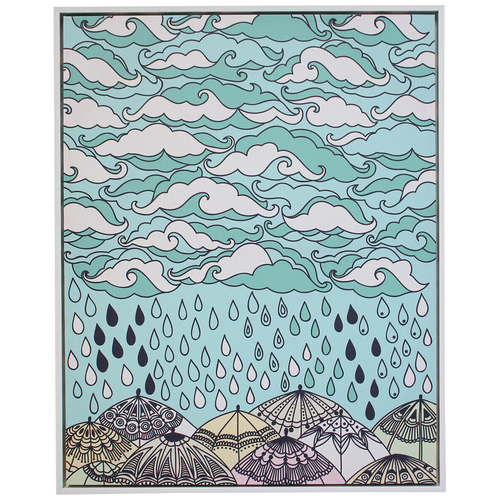 LVD Framed Canvas Rainy Days Decorative Home/Office Decor 100x80cm