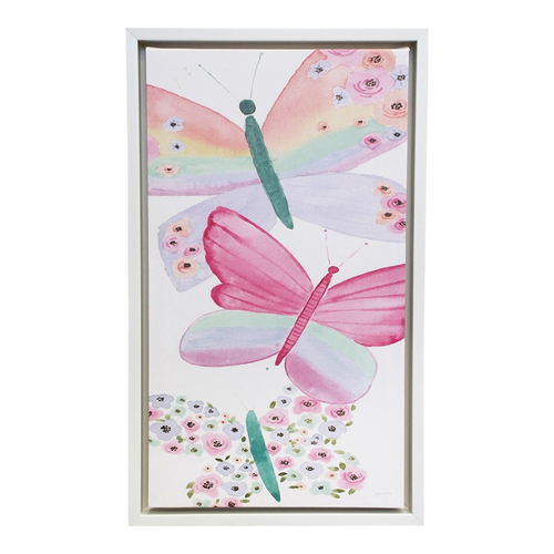 LVD Framed Canvas/Resin 30x50cm Butterfies Wall Hanging Art