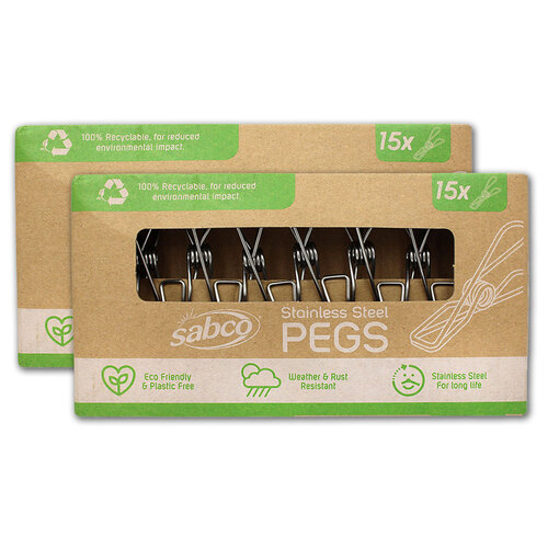 2 x15pc Sabco Stainless Steel Pegs