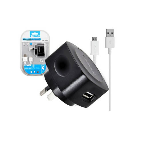 Sansai Wall Charger Micro USB Charging Cable for Samsung Galaxy/HTC Black