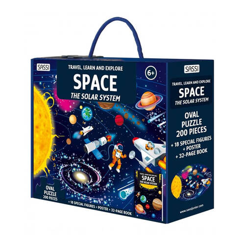 205pc Sassi Travel Learn Explore Space Kids Educational Puzzle & Book Set 6y+