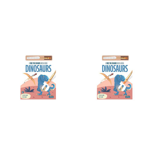 2PK Sassi Free the Colours Reusable Paint Brush Book - Dinosaurs 3y+