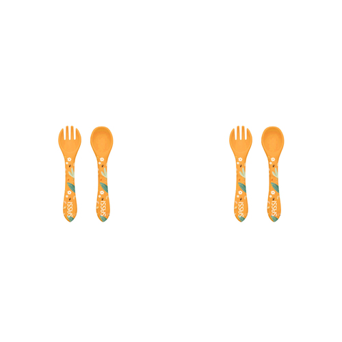 2PK Sassi Silicone Cutlery Set Chompy The Lion Baby/Childrens Tableware 6m+