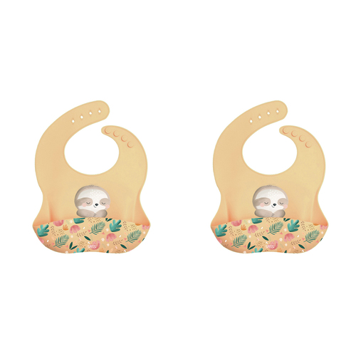 2PK Sassi Silicone Bib Gnawy The Sloth Baby/Childrens Tableware 6m+