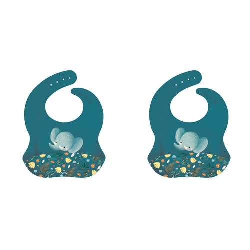 2PK Sassi Silicone Bib Chewy The Elephant Baby/Childrens Tableware 6m+