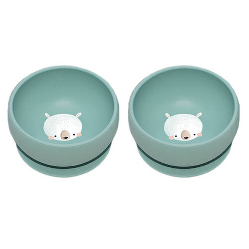 2PK Sassi Baby/Toddler Microwaveable Silicone Feeding Meal Bowl Munchy The Bear 6m+