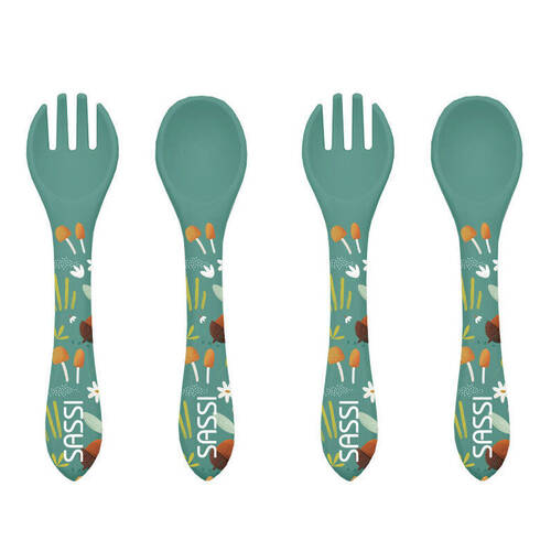 2PK Sassi Baby/Toddler Silicone Spoon & Fork Cutlery Set Crunchy The Fox 6m+