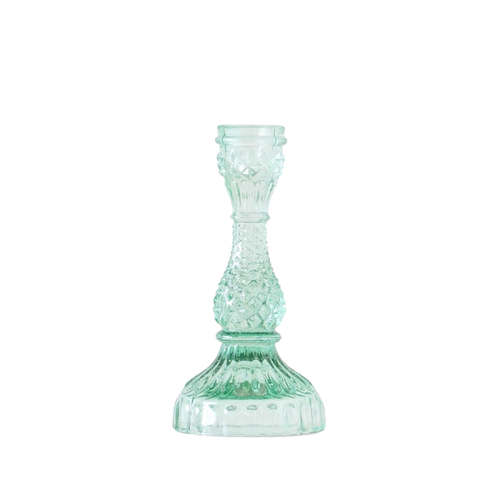 Rayell Roco 17cm Glass Stick Candle Holder Medium - Green