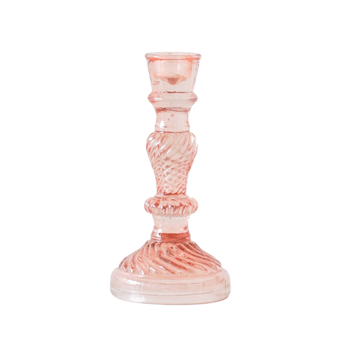 Rayell Villa 20cm Glass Stick Candle Holder Large - Peach