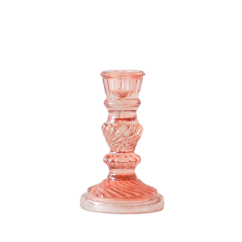 Rayell Villa 15cm Glass Stick Candle Holder Small - Peach