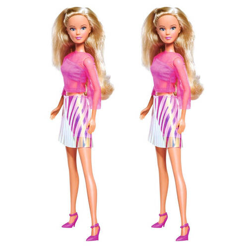 2PK Steffi Love Neon Style Girl Doll Playset 32.5cm Kids Toy Assorted 3y+