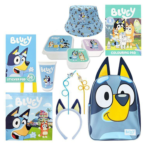 Bluey 23 Kids Showbag Backpack/Bucket Hat Colouring Pad