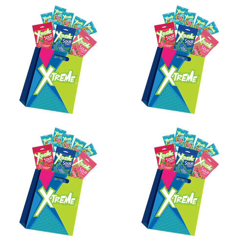 4PK Xtreme Sours Showbag Kids/Child Sour Candy Fun Size Lollies