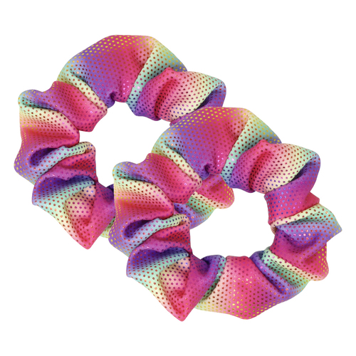2PK Pink Poppy Rainbow Butterfly Hair Scrunchie Hair Tie 3y+