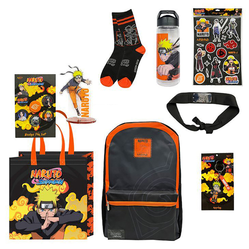 Naruto Kids Showbag Backpack/Badges Drink Bottle/Headband
