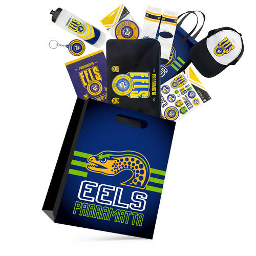 NRL Parramatta Eels Showbag 24 w/ Duffle Bag/Cap/Drink Bottle
