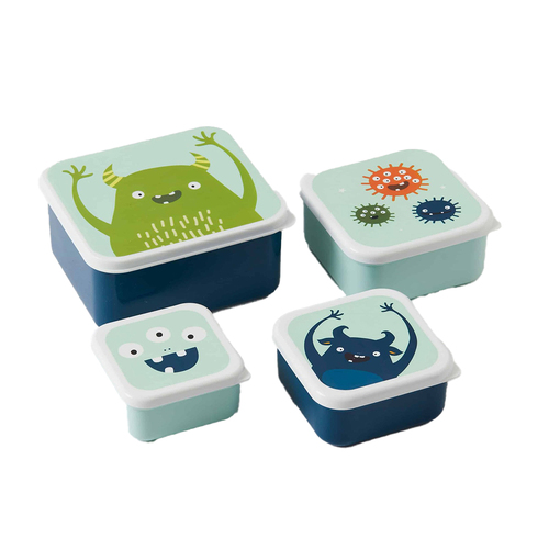 4pc A Little Lovely Company Monsters Lunch & Snack Box Set