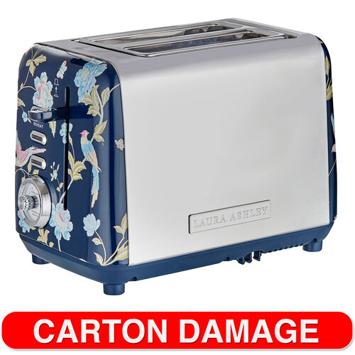 Laura Ashley Elveden 2 Slice Toaster Blue & Silver