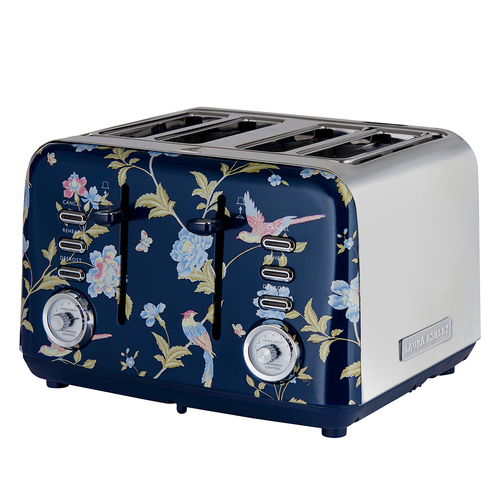 Laura Ashley Elveden 4 Slice Toaster Blue & Silver