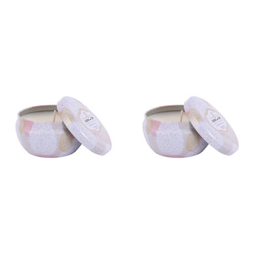 2PK The SOi Co Champagne Lily 9oz Decorative Tin Candles 9.5x9.5cm