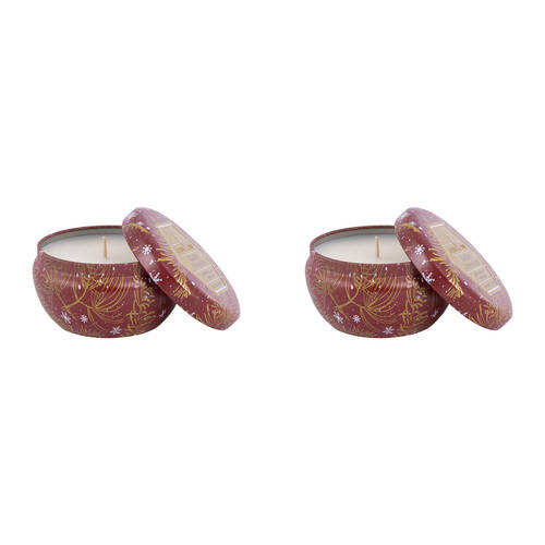 2PK The SOi Co Gilded Cinnamon Decorative Tin 9oz Candle 9.5x9.5cm - Red
