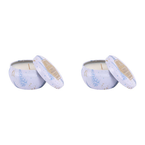 2PK The SOi Co Winter Wonderland Decorative Tin 9oz Candle 9.5x9.5cm - White