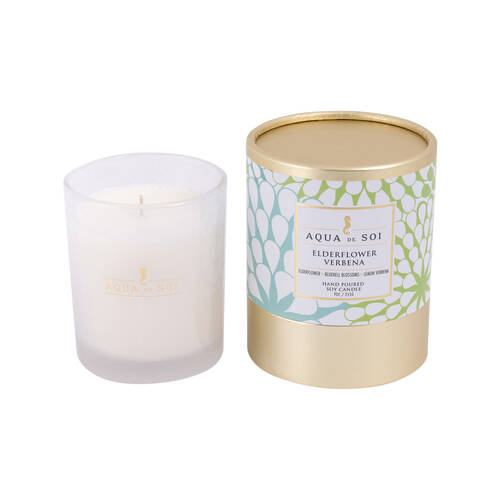 The SOi Co Elderflower Verbena Boxed Wax Candle 9oz 7.5x9.5cm - White