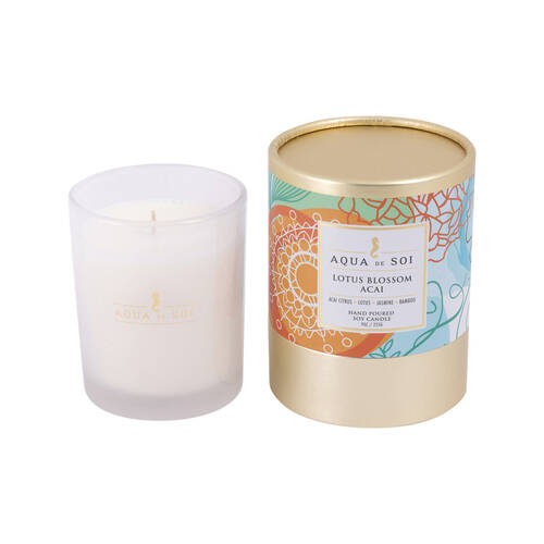 The SOi Co Lotus Blossom Acai Boxed Wax Candle 9oz 7.5x9.5cm - White