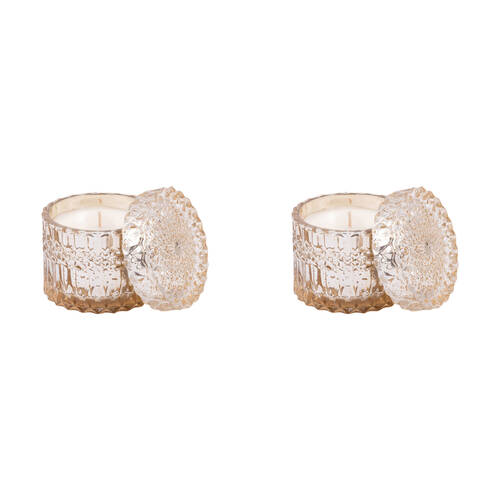 2PK The SOi Co Hazelnut Macchiato Petite Shimmer Candle 8oz 9x9cm - Gold
