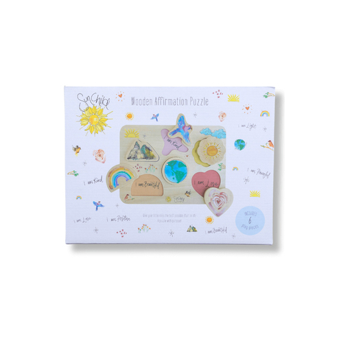 6pc SunChild Kids/Chilren Affirmation Wooden Toy Puzzle