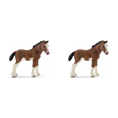 2PK Schleich 3.4'' Clydesdale Foal Animal Action Figure Kids Toy 3-8y