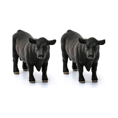 2PK Schleich Kids/Childrens Toy Figurine Black Angus Bull 3y+