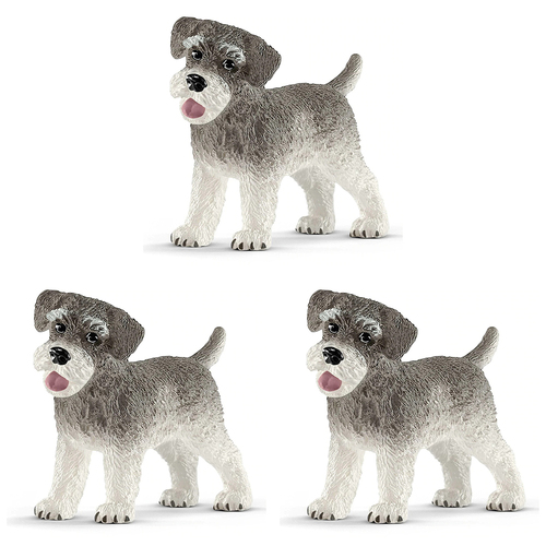 3PK Schleich 2.2'' Miniature Schnauzer Animal Action Figure Kids Toy 3-8y