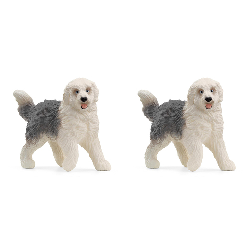 2PK Schleich 3'' Old English Sheepdog Animal Action Figure Kids Toy 3-8y