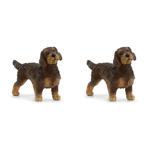 2PK Schleich 2.6'' Wire-Haired Dachshund Animal Action Figure Kids Toy 3-8y