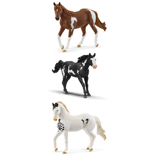 3pc Schleich Paint Horse Gelding/Mare/Marwari Figure Combo Set 5-12y