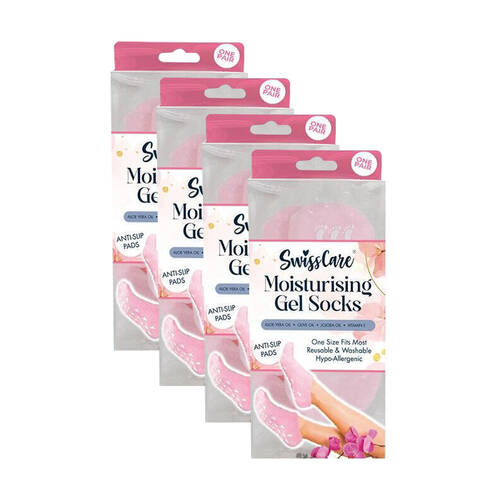 4PK SwissCare Moisturizing Gel Sock Lavender Scent One Size Pair