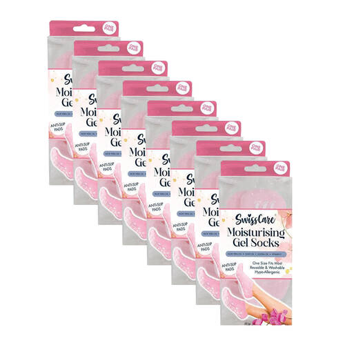 8x SwissCare Moisturizing Gel Sock Lavender Scent One Size Pair