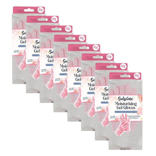 8x SwissCare Moisturising Spa Gel Gloves Lavender Sent One Size Pair