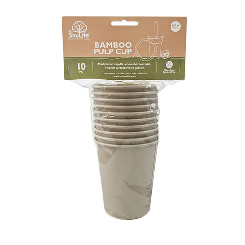 10pc Eco SouLife Disposable/Compostable Bamboo 236ml Pulp Cup