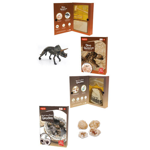 2pc Magnoidz Dino Skeleton Excavation Kit & Break Your Own Geodes