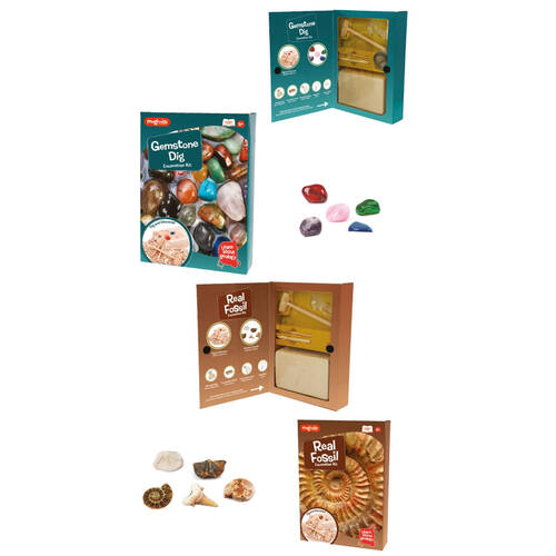 2pc Magnoidz Fossil Dig Kit & Gemstones Dig Excavation Kit