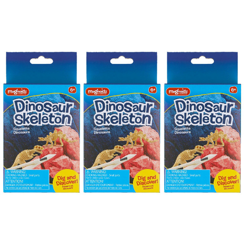 3PK Magnoidz 16cm Dig & Discover Dinosaur Skeleton Kit Kids Toy 6y+