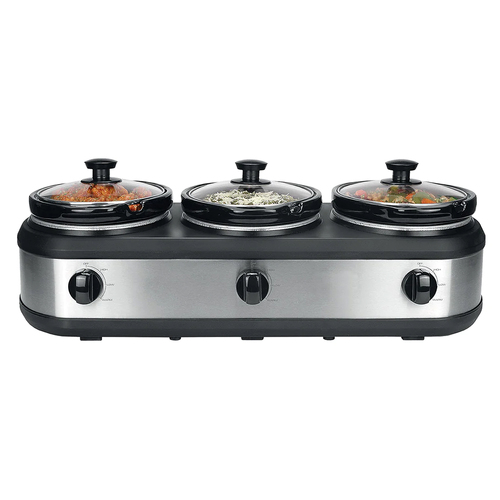 Healthy Choice 3 Pot Slow Cooker Stainless Steel - Silver