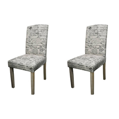 2PK Elan Dining Chair Cover Slipcover Protector - Script 106cm