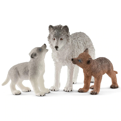 Schleich 7.6'' Mother Wolf w/ 2-Pups Action Figure Kids Toy 3-8y