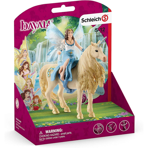 4pc Schleich 7.1'' Eyela Riding On Golden Unicorn Figure Kids Toy Set 5-12y
