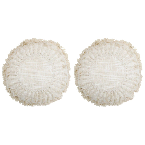 2PK LVD Cinque Cotton Cushion Pillow 48x48cm Round - White