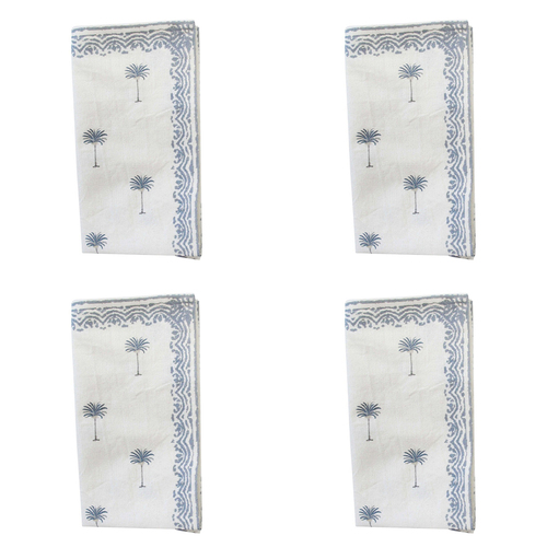 4PK LVD Cotton Stonewash 45cm Square Dining Table Napkin - Palm