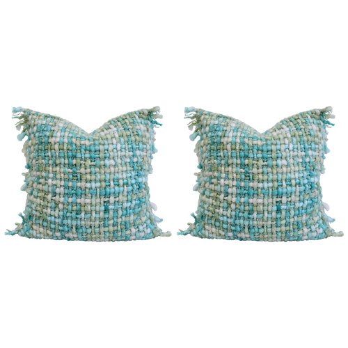 2PK LVD Chunky Knit Acrylic/Cotton Cushion Pillow 50x50cm Square - Marine